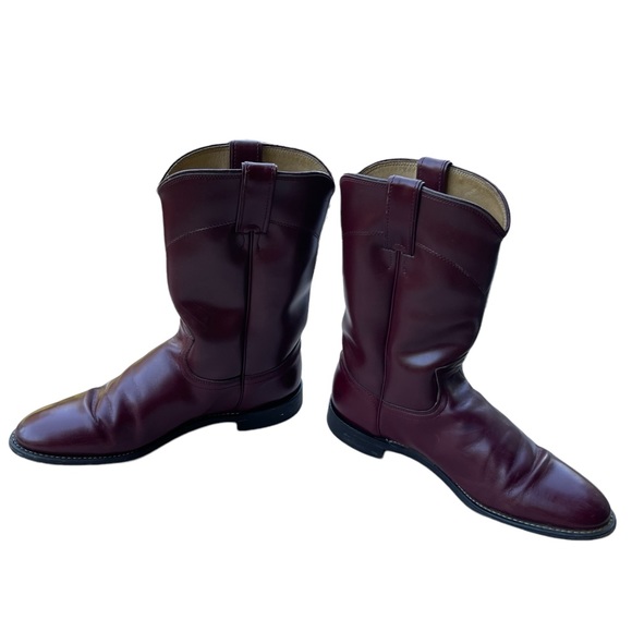 Vintage Diamond J Burgundy Leather Upper  Western/ Cowboy Boots Size: 8.5 B - Picture 6 of 10
